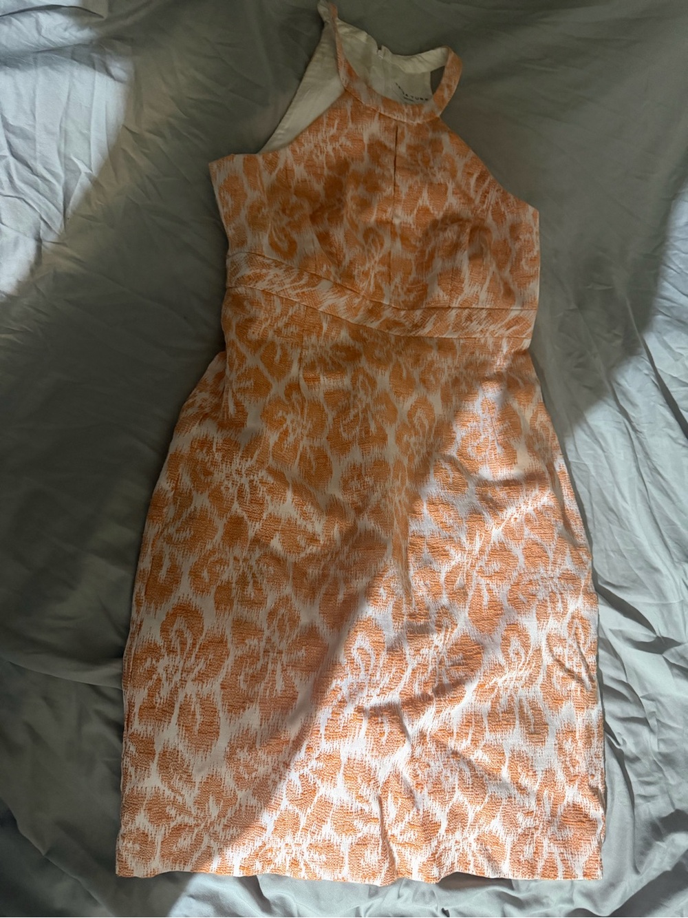 Trina Turk Orange and White Dress, 8. Never worn.